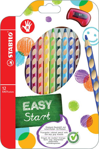 Trojhranné pastelky STABILO EASYcolors - 12 barev / pro praváky