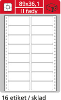Tabelační etikety s vodící drážkou - 89 x 36,1 mm dvouřadé 8000 etiket / 500 skladů