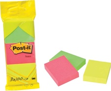 Samolepicí bločky Post-it - 51 mm x 38 mm / 3 x 100 lístků neon