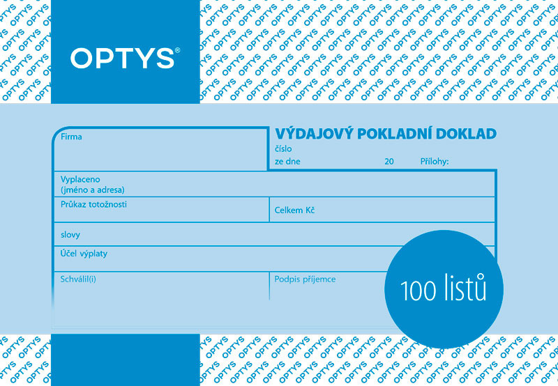 Optys 1037 výdajový pokladní doklad 100 listů A6