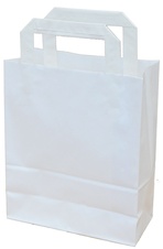 Papírová taška KRAFT s plochým uchem / bílá / 18x8x22cm