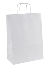 Papírová taška KRAFT s krouceným uchem / bílá / 24x11x33cm