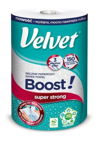 Utěrky papírové Velvet Boost - 150 útržků / třívrstvé