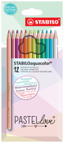 Trojhranné pastelky STABILOaquacolor® - 12 barev