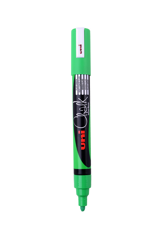 Popisovač křídový UNI Chalk Marker PWE-5M / fluo zelená
