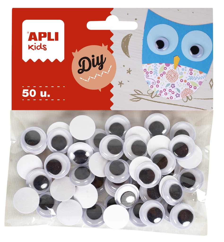 Samolepicí očička APLI černá kulatá / 50 ks