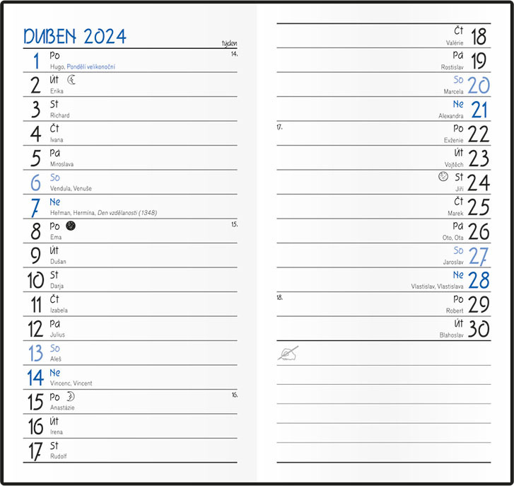 Školní diář měsíční Klára - mix motivů