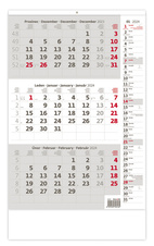 Kalendář nástěnný pracovní - tříměsíční šedý s poznámkami / N210