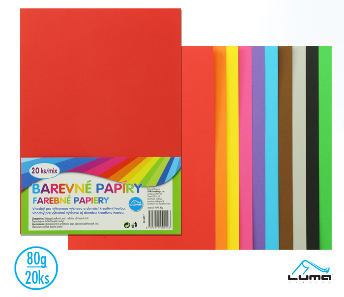 Papír barevný A4 80g / 20ks