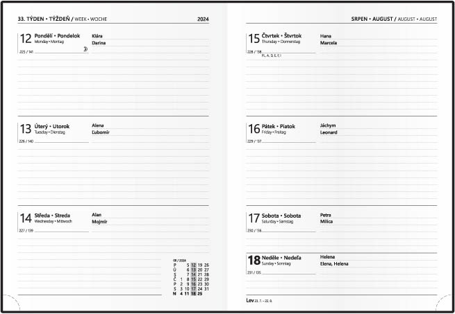 Diáre VIVELLA B6 s gumičkou - týdenní / hnědý Coffee