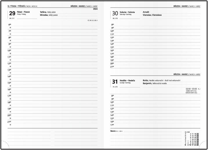 Diáře FOR MEN A5 - denní / černá