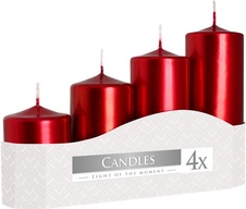 Adventní svíčky schody - 6cm metalic červená / 4ks