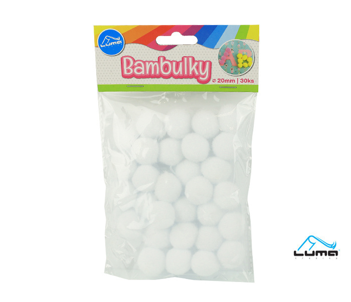 Bambulky bílé - 20 mm / 30 ks