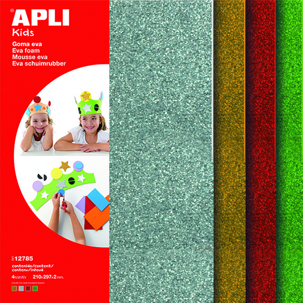 Pěnovka A4 APLI - 4 barvy / třpytky mix 2