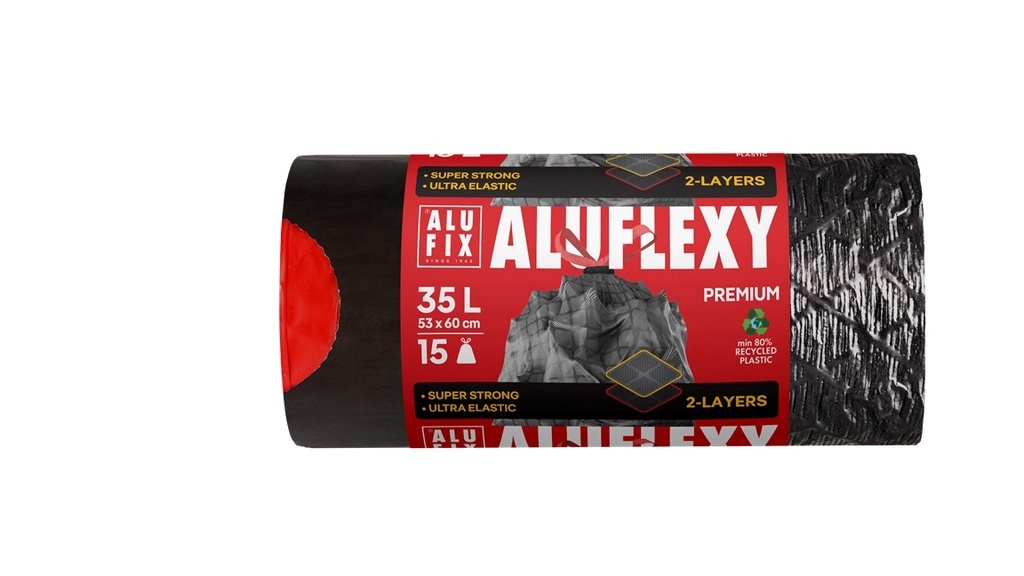Pytle Alufix Aluflexy stahovací - 53x60cm / 35l / 28my / 15ks / stříbrnočerná