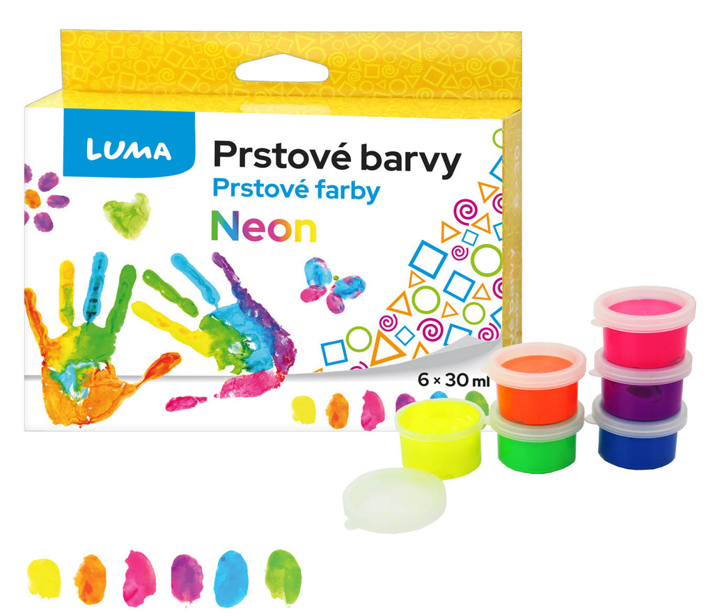 Prstové barvy neon - 6 ks x 30ml