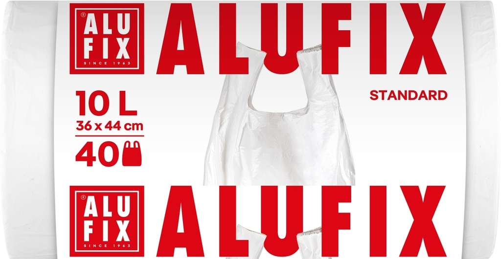 Pytle do koše Alufix Premium se zavazováním - 44x36cm + 16cm / 10l / 10my / 40ks / bílá