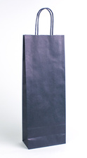 Taška papírová na láhev s krouceným uchem  modrá / 14 x 8 x 39 cm