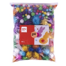 Kuličky POM-POM APLI JUMBO se třpytkami /mix velikostí / 400 ks