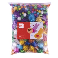 Kuličky POM-POM APLI JUMBO se třpytkami /mix velikostí / 400 ks