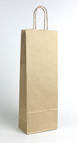Taška papírová -  na láhev hnědá / 14 x 8 x 39 cm