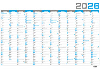 Plánovací roční nástěnné mapy - modrá / BKA4