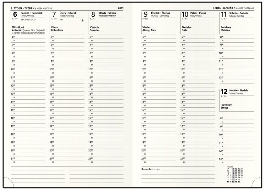 Diář PREMIER A5 - týdenní / hnědá