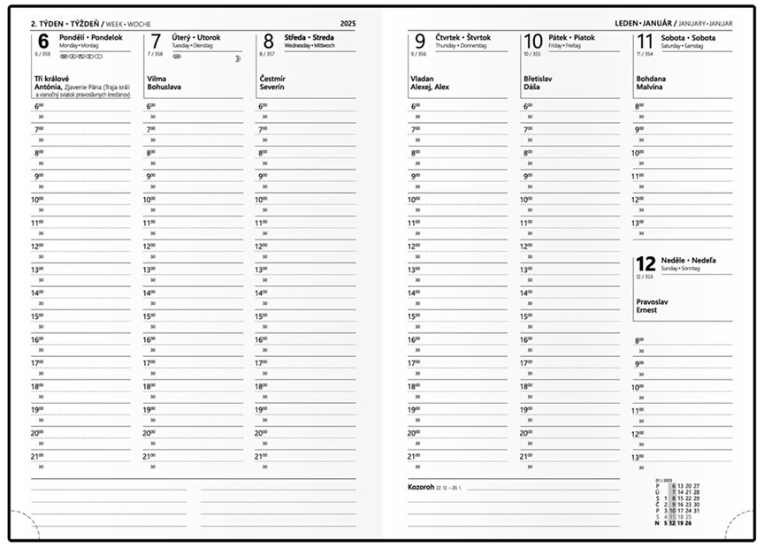 Diář TORA A5 - týdenní / pudrová