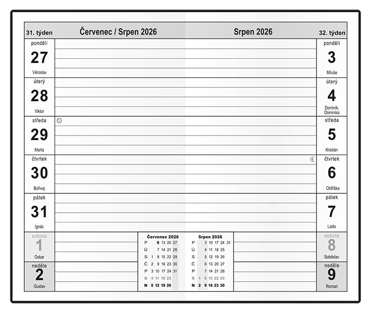 Diář kapesní PVC - čtrnáctidenní / černá