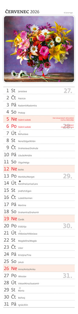 Kalendář nástěnný vázankový - Kytice / N192