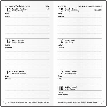 Diář TORA - týdenní kapesní / růžová