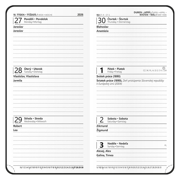 Diář NUBA - týdenní kapesní / šedá