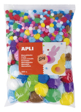Samolepicí Pom Pom bambule APLI Jumbo mix velikostí a barev / 500 ks