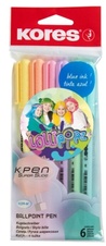 Kuličkové pero Kores K0 LOLLIPOPZ - pastelový mix / sada 6 ks