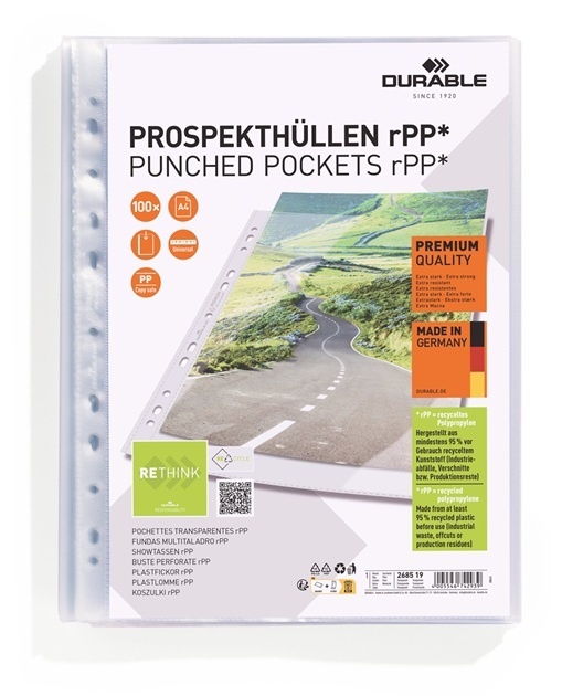 Závěsný obal A4 Durable Premium RECY - 80 my / 100 ks