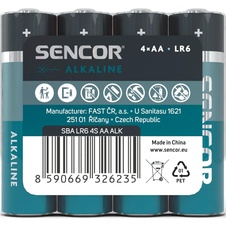 Baterie Sencor alkalická tužková AA LR6 / 4 ks