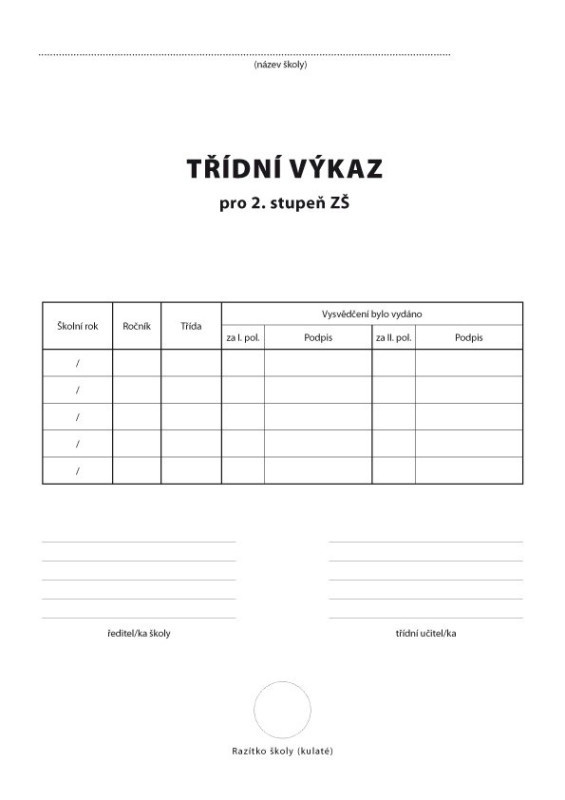 Třídní výkaz pro 2. stupeň A4 / 16 stran