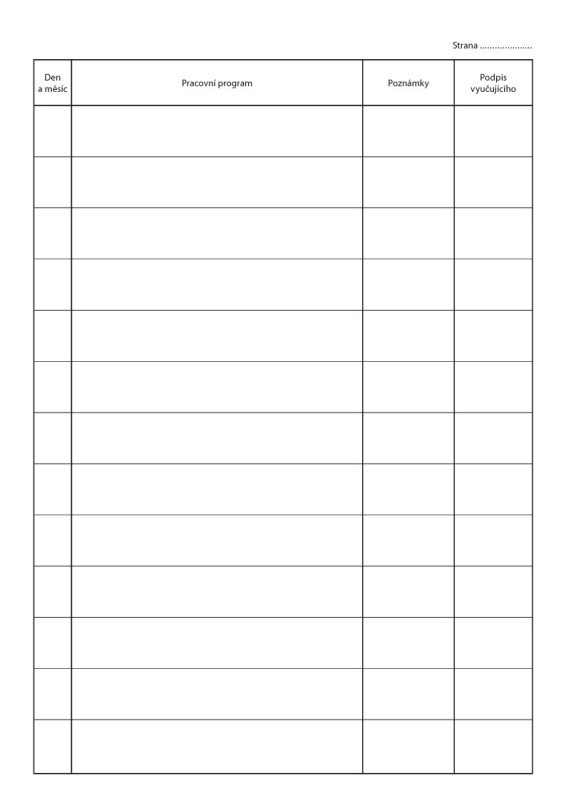 Záznamy o práci v nepovinném předmětu,zájmovém útvar dvoulist / A4