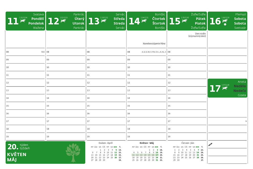 Kalendář stolní pracovní XL / S68
