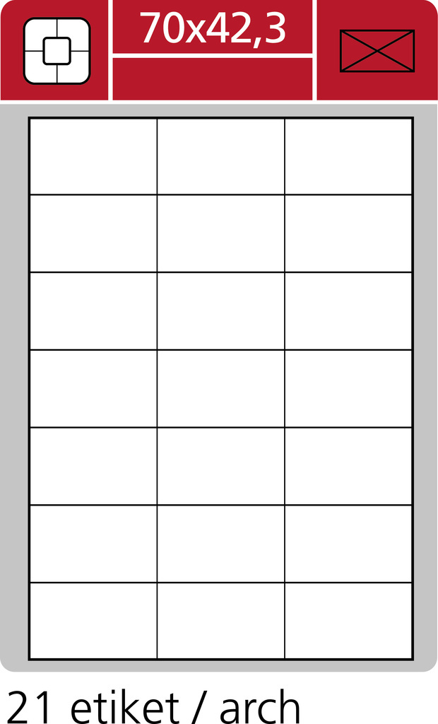 Print etikety A4 pro laserový a inkoustový tisk / 30 archů - 70 x 42,3 mm (21 etikety / arch)