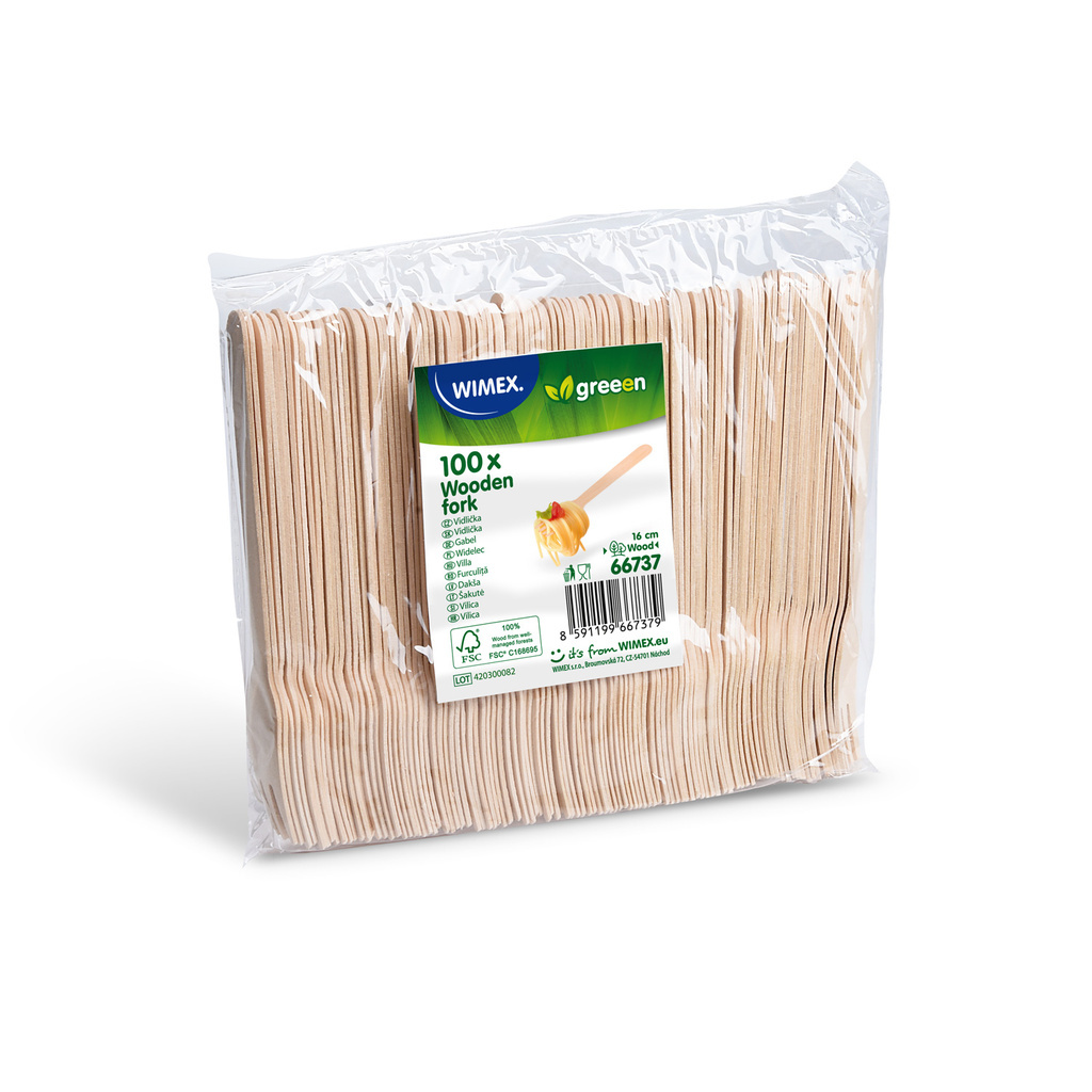 Vidlička dřevěná - 16 cm / 100 ks