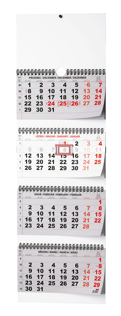 Kalendář nástěnný pracovní - čtyřměsíční skládaný / BNC6