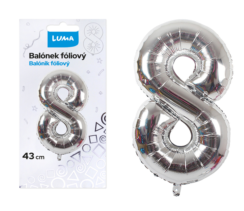 Balónek nafukovací č. 8 - stříbrný / 43cm