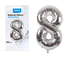Balónek nafukovací č. 8 - stříbrný / 43cm