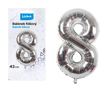 Balónek nafukovací č. 8 - stříbrný / 43cm