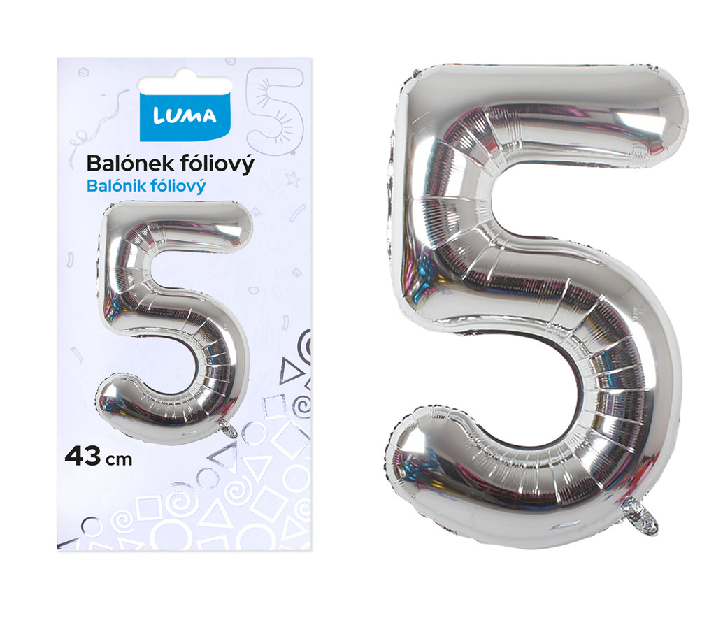 Balónek nafukovací č. 5 - stříbrný / 43cm
