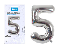 Balónek nafukovací č. 5 - stříbrný / 43cm