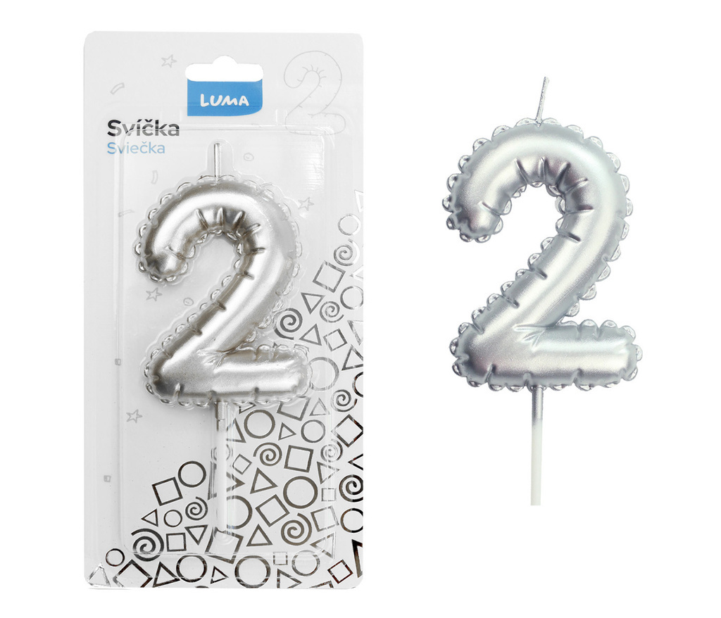 Svíčka dortová č. 2 - stříbrná