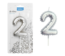 Svíčka dortová č. 2 - stříbrná