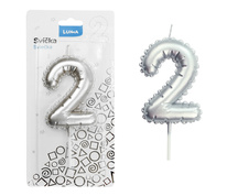 Svíčka dortová č. 2 - stříbrná